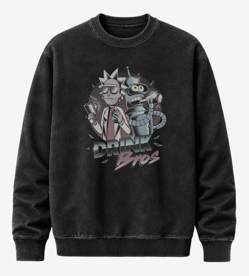 Poleron Polo Acid Wash Negro de Rick and bender