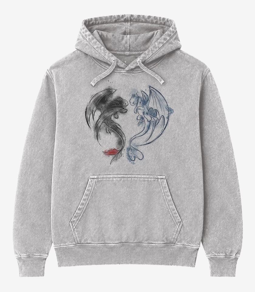 Poleron Canguro Acid Wash Gris Melange de Chimuelitos