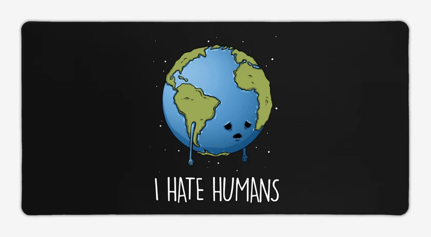 Mouse pad Gamer Negro de I hate humans