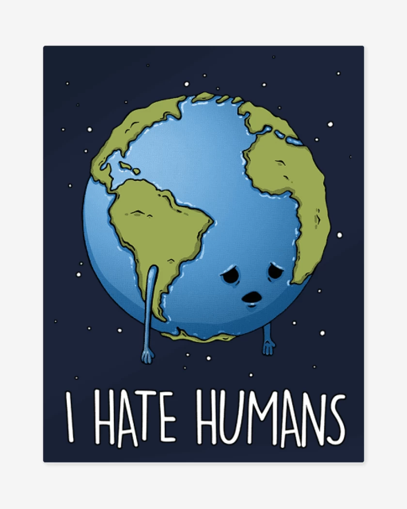 Print metalico Azul Marino de I hate humans