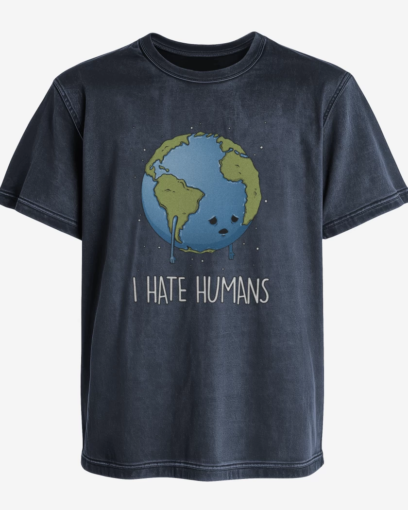 Polera desgastada Azul Marino de I hate humans