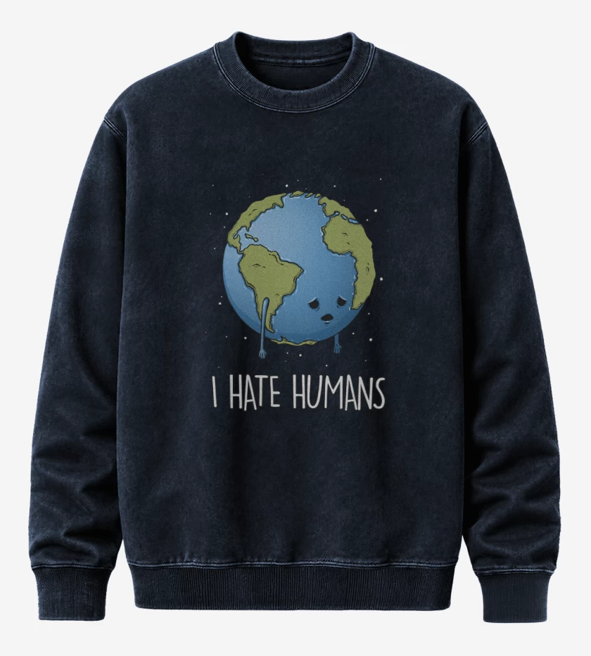 Poleron Polo Acid Wash Azul Marino de I hate humans
