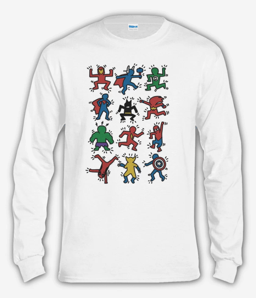 Polera manga larga Blanco de Super heroes