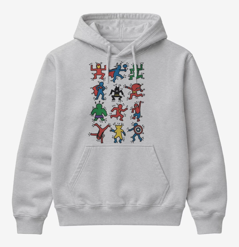 Poleron Canguro básico Gris Melange de Super heroes