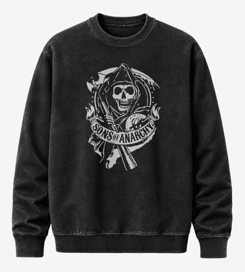 Poleron Polo Acid Wash Negro de Sons Of Anarchy