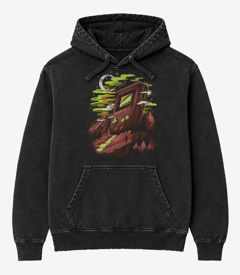 Poleron Canguro Acid Wash Negro de Gamerland