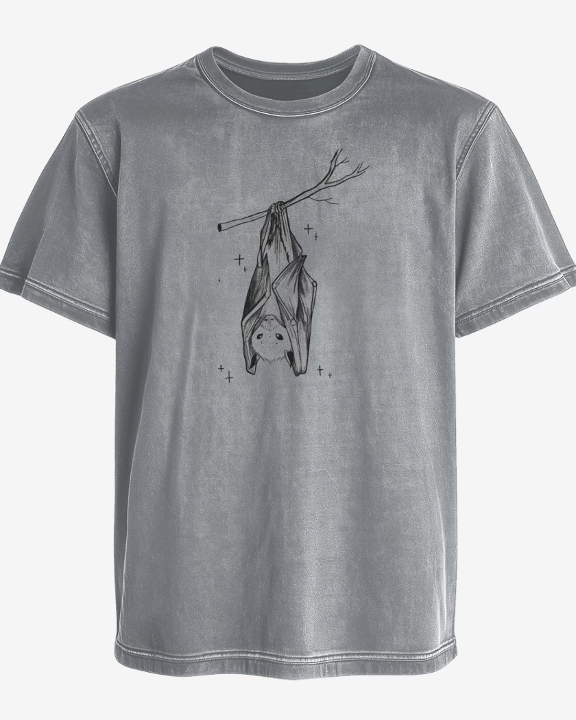 Polera desgastada Gris Melange de Murciélago
