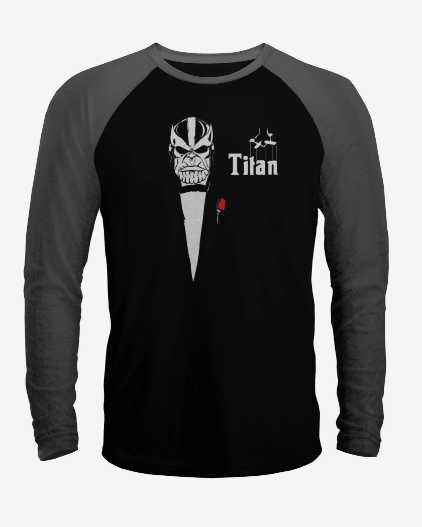 Polera Raglan Negro / Negro Heather de Titan
