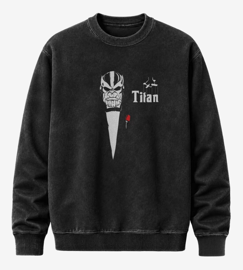 Poleron Polo Acid Wash Negro de Titan