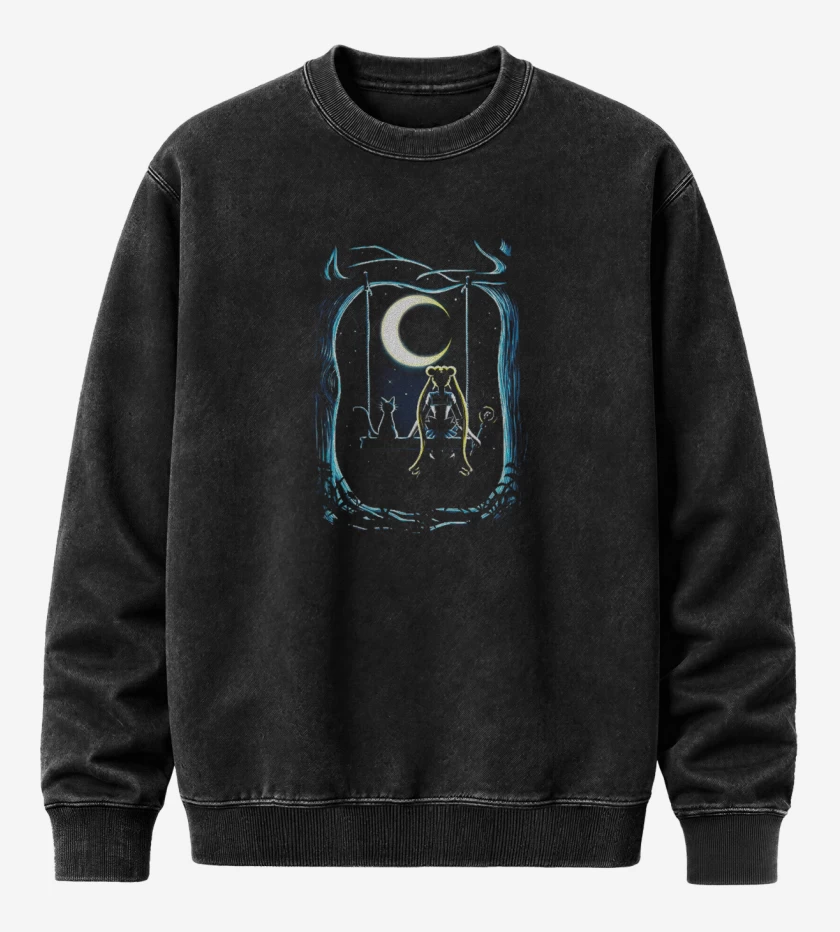 Poleron Polo Acid Wash Negro de Moon key