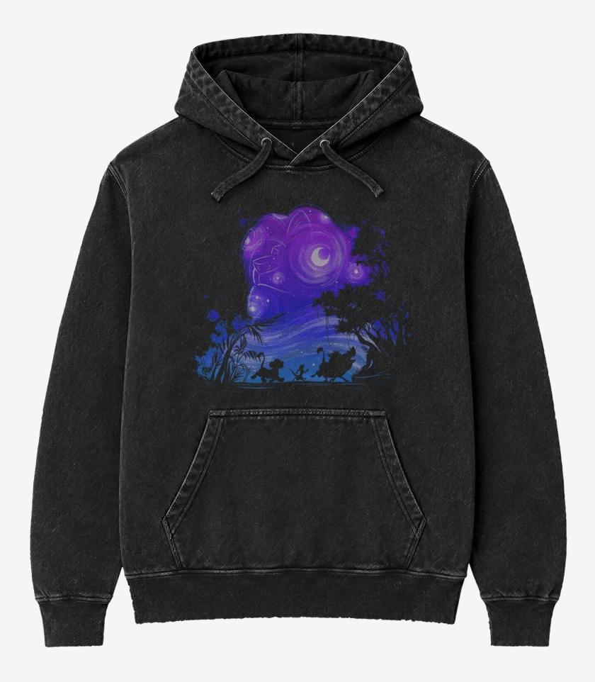 Poleron Canguro Acid Wash Negro de Rey leon 2