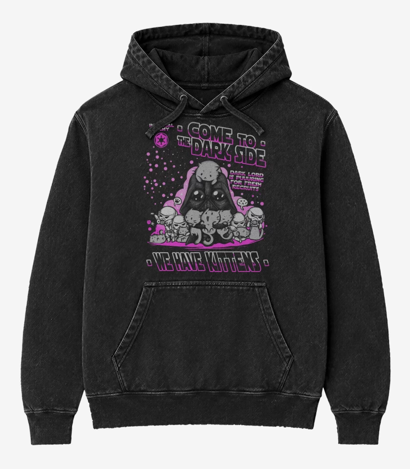 Poleron Canguro Acid Wash Negro de Tenemos gatitos