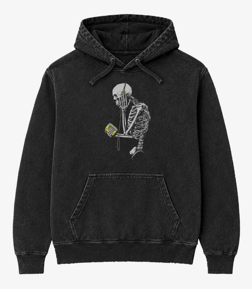 Poleron Canguro Acid Wash Negro de Musik