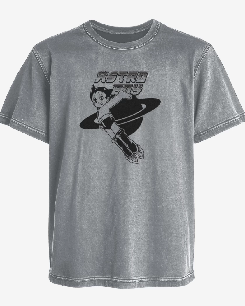 Polera desgastada Gris Melange de Niño astro