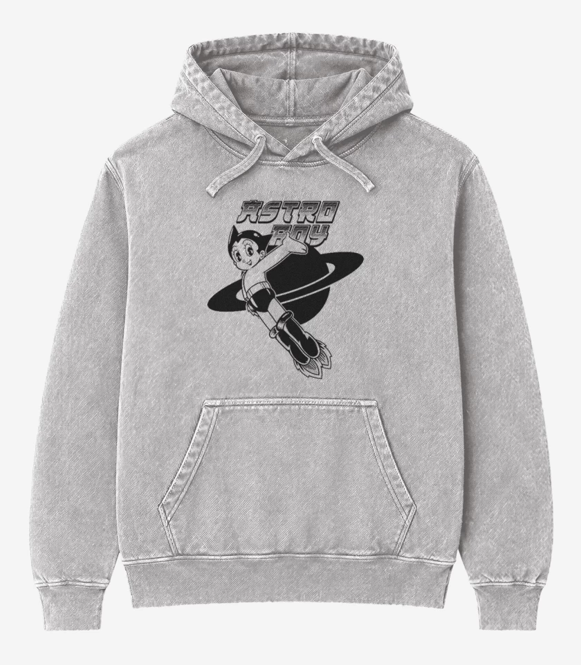Poleron Canguro Acid Wash Gris Melange de Niño astro