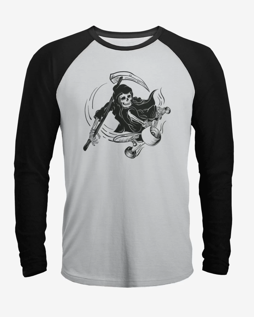 Polera Raglan Blanco / Negro de MUERTE SKATE 