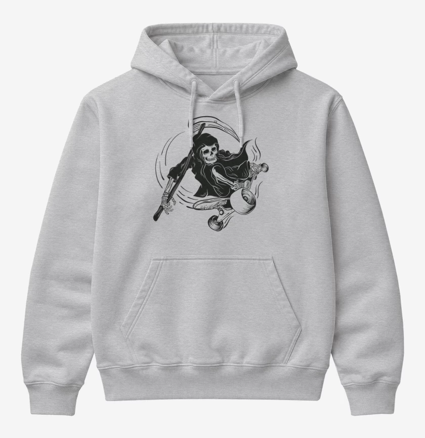 Poleron Canguro básico Gris Melange de MUERTE SKATE 