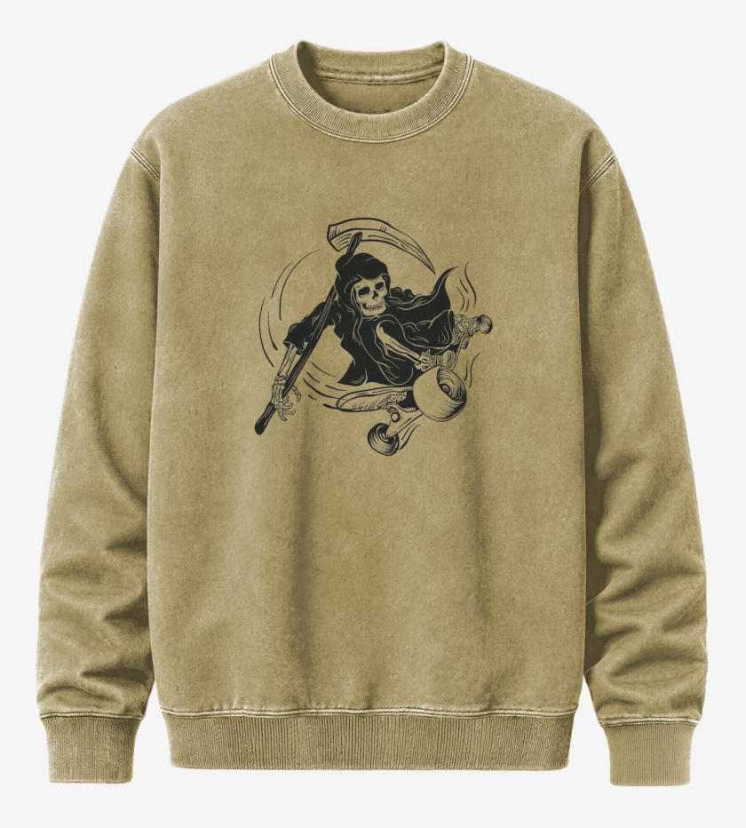 Poleron Polo Acid Wash Beige de MUERTE SKATE 