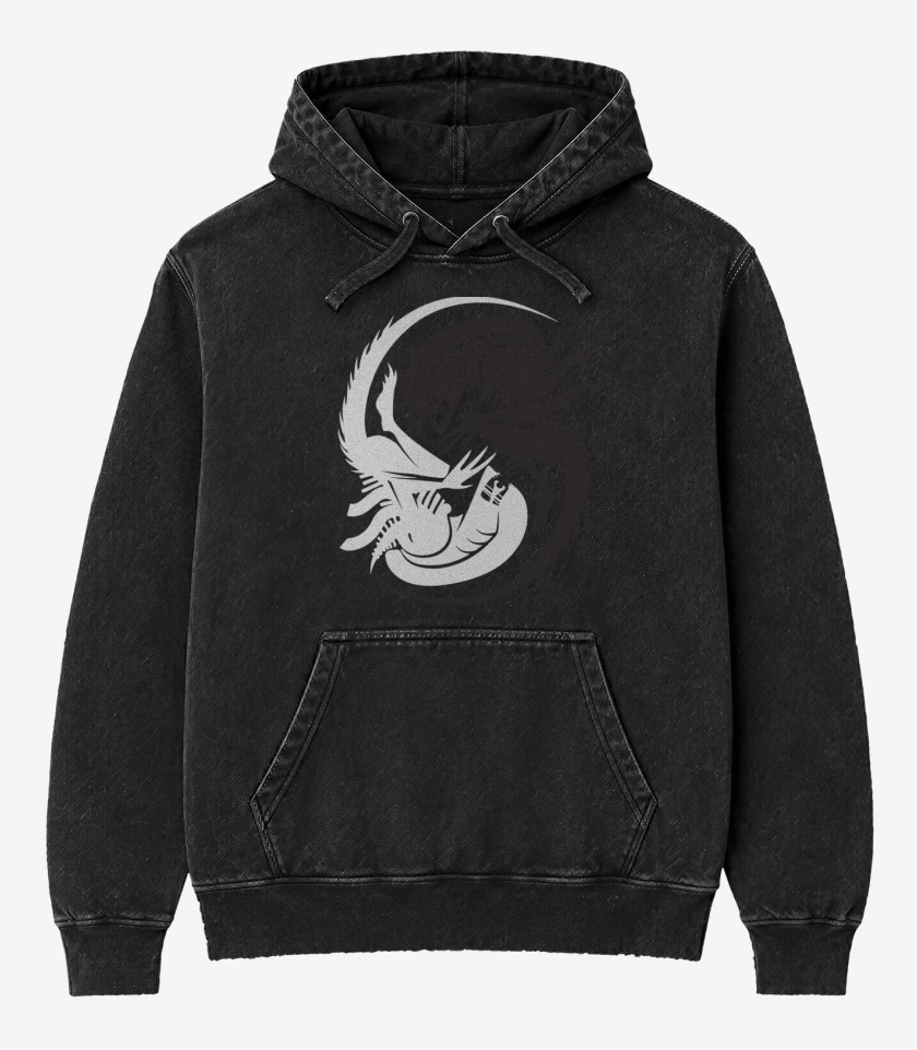 Poleron Canguro Acid Wash Negro de Alien - Yin Yang