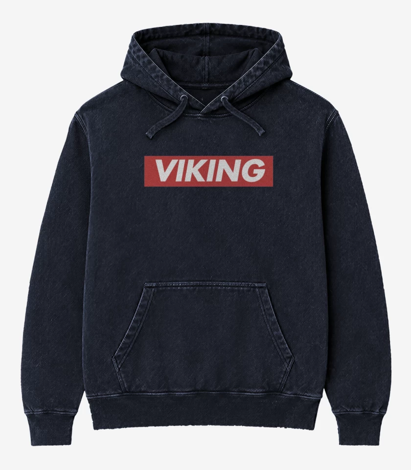 Poleron Canguro Acid Wash Azul Marino de Vikingo