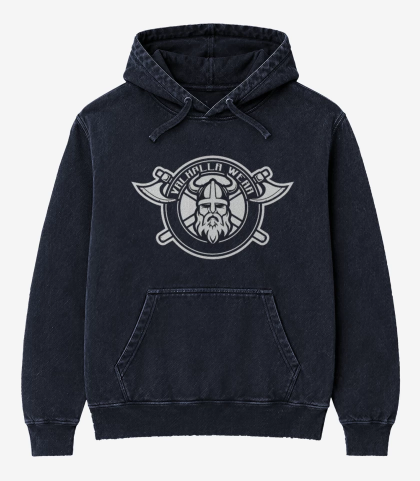 Poleron Canguro Acid Wash Azul Marino de Vikingo 2