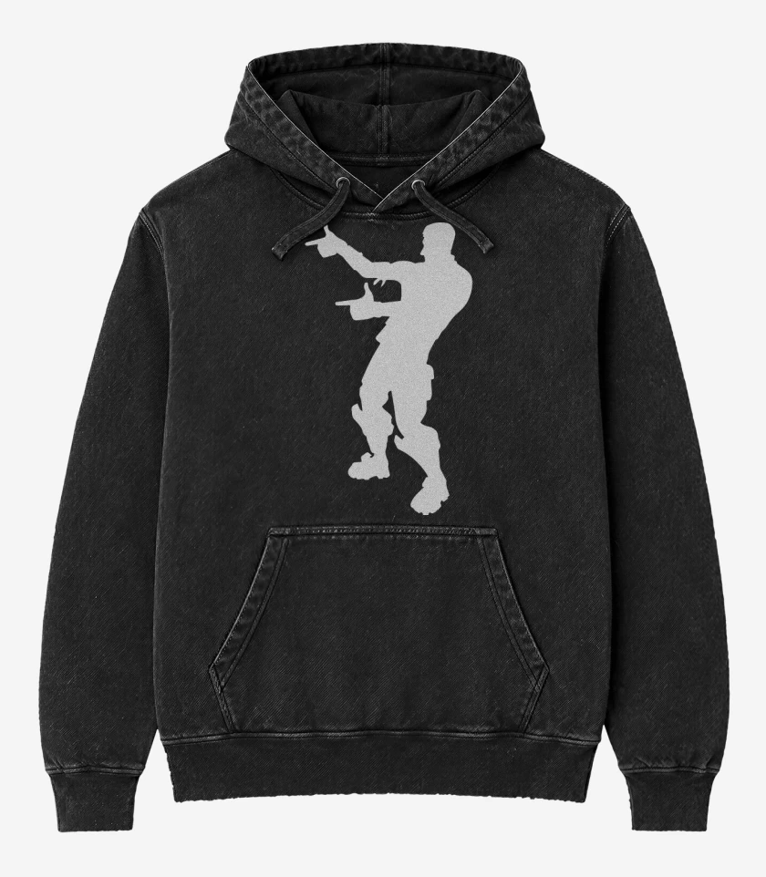Poleron Canguro Acid Wash Negro de Fortnite 1