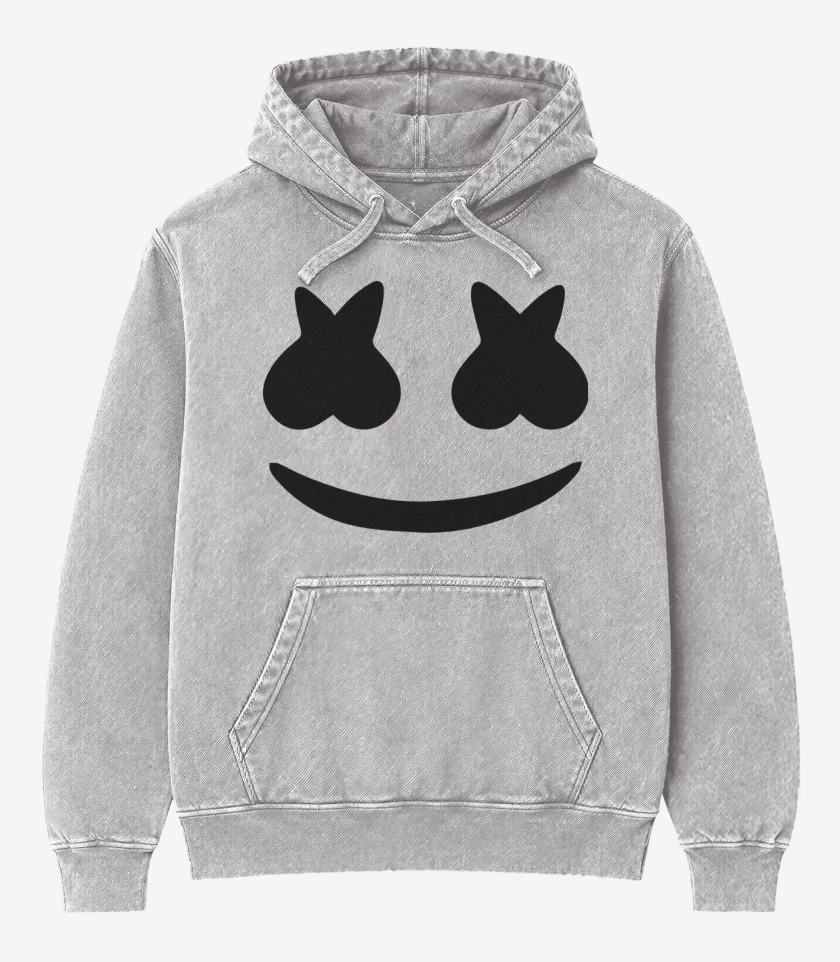 Poleron Canguro Acid Wash Gris Melange de Marshmallow