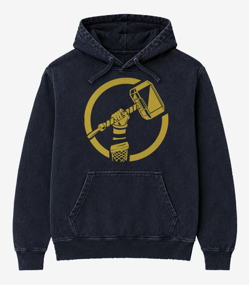 Poleron Canguro Acid Wash Azul Marino de Thor - Mjolnir