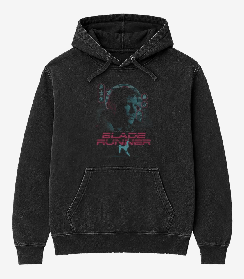 Poleron Canguro Acid Wash Negro de Blade runner