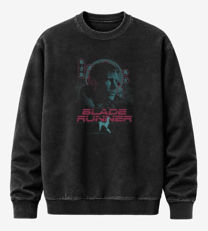 Poleron Polo Acid Wash Negro de Blade runner