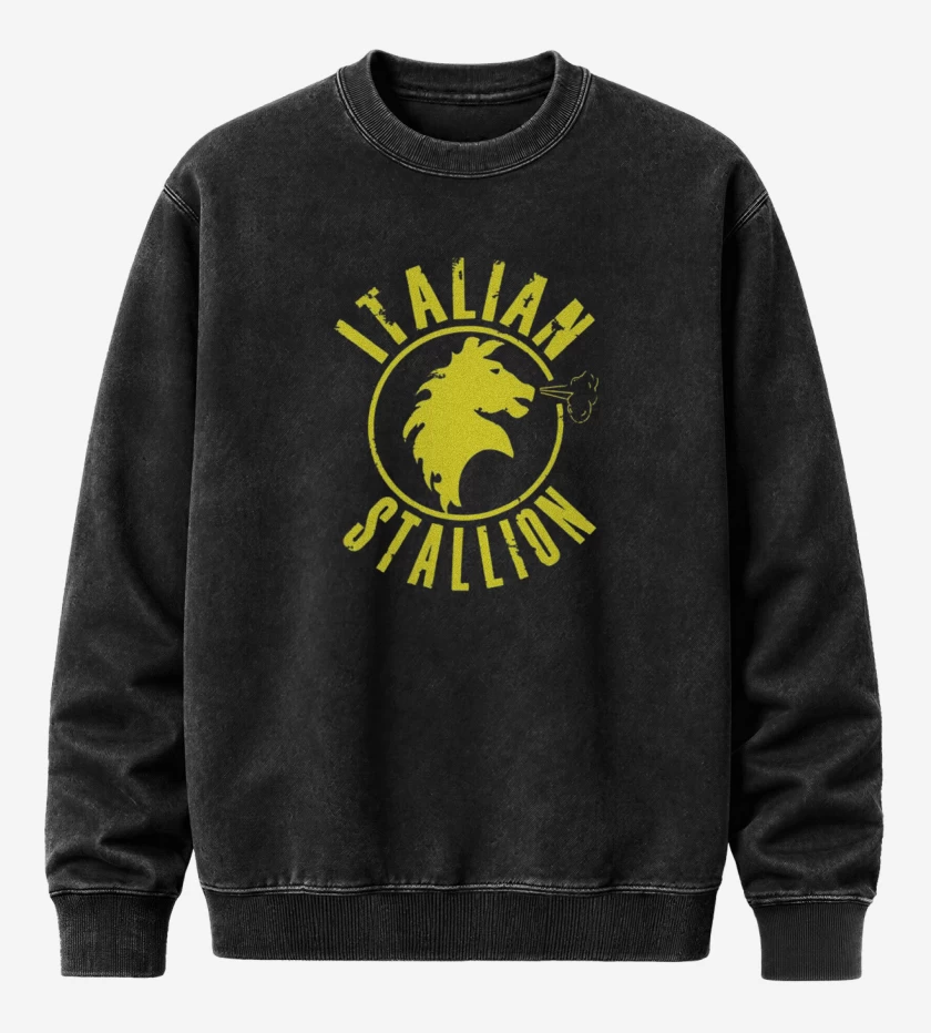 Poleron Polo Acid Wash Negro de Rocky Italian stallion