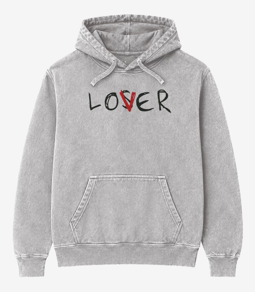 Poleron Canguro Acid Wash Gris Melange de Losver