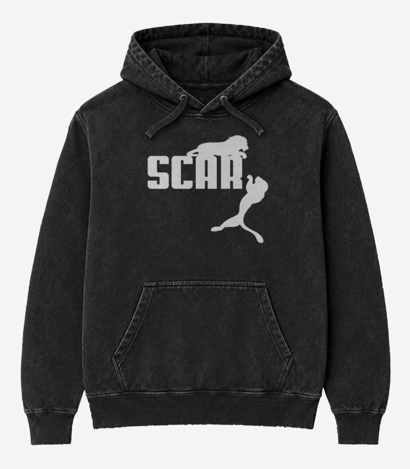 Poleron Canguro Acid Wash Negro de Scar