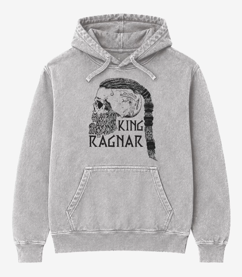 Poleron Canguro Acid Wash Gris Melange de King Ragnar
