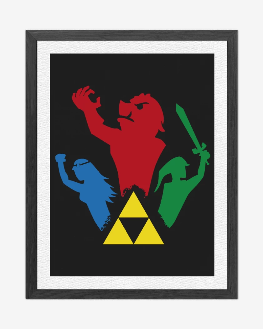 Cuadro decorativo Negro de Trifuerza Personajes 2