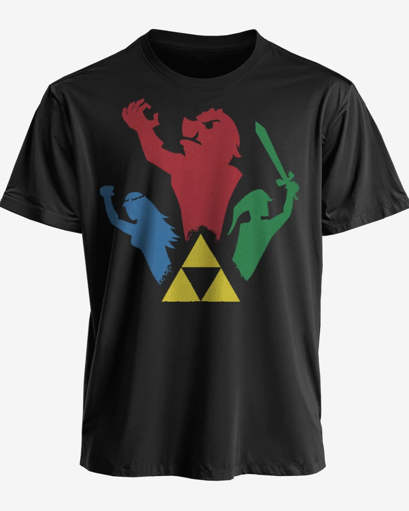 Polera premium Negro de Trifuerza Personajes 2