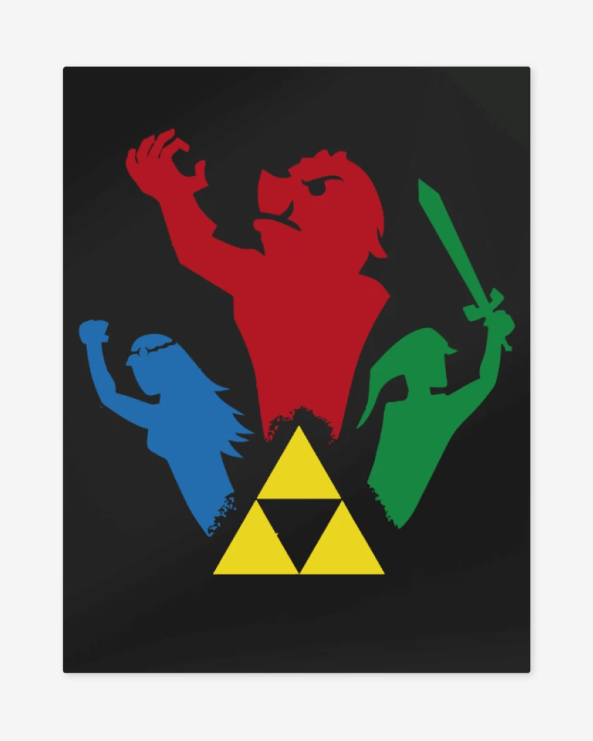 Print metalico Negro de Trifuerza Personajes 2