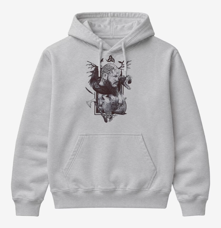 Poleron Canguro básico Gris Melange de Ragnar Lothbrok