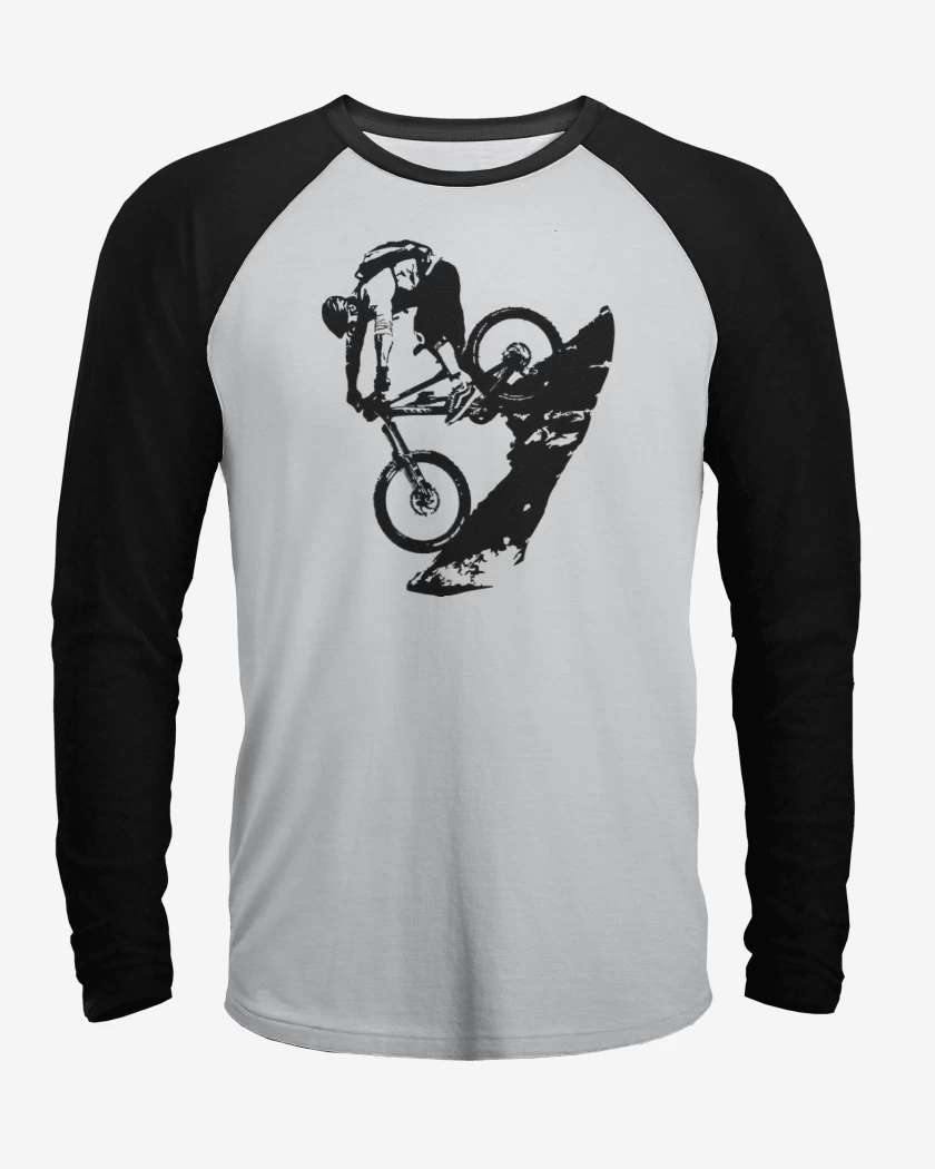 Polera Raglan Blanco / Negro de Mountain bike