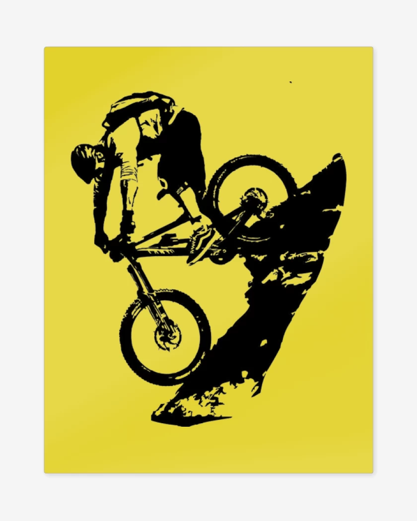 Print metalico Amarillo de Mountain bike