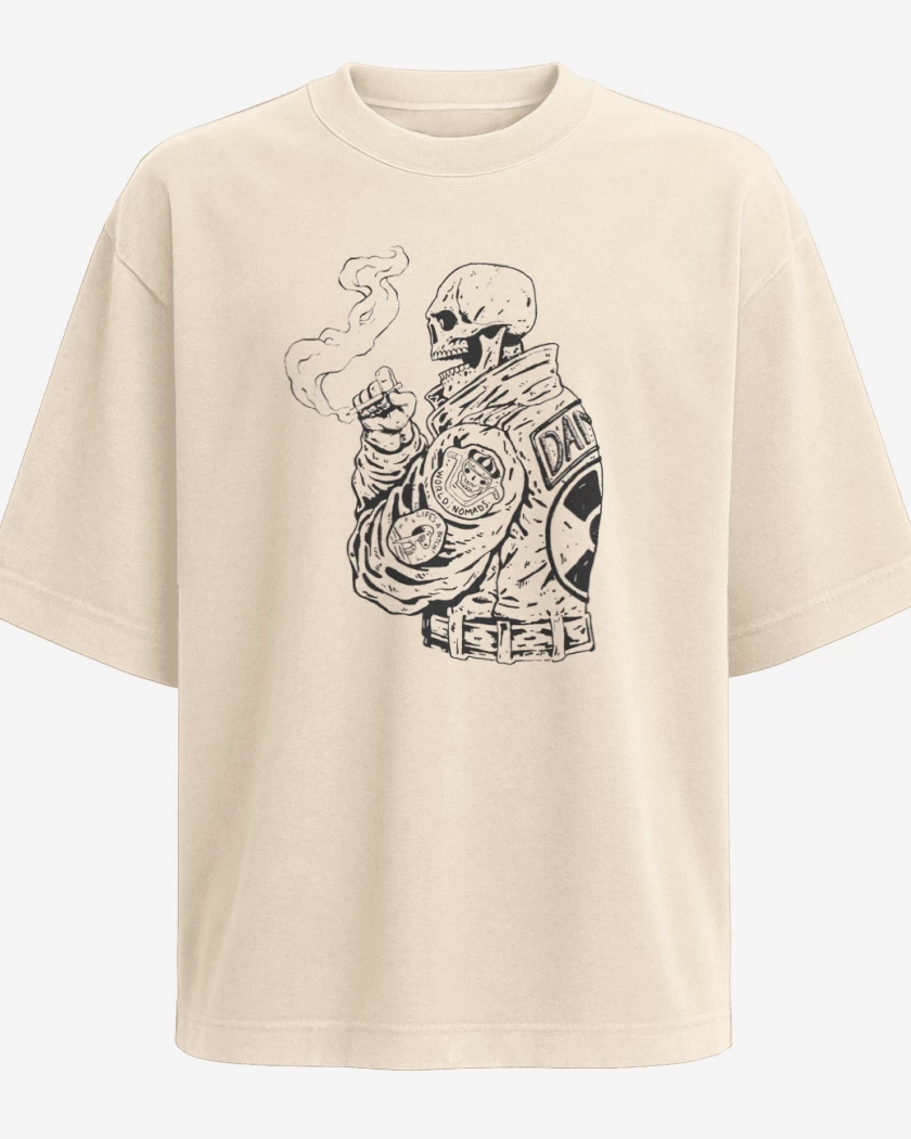 Polera Oversize Beige de Skull biker
