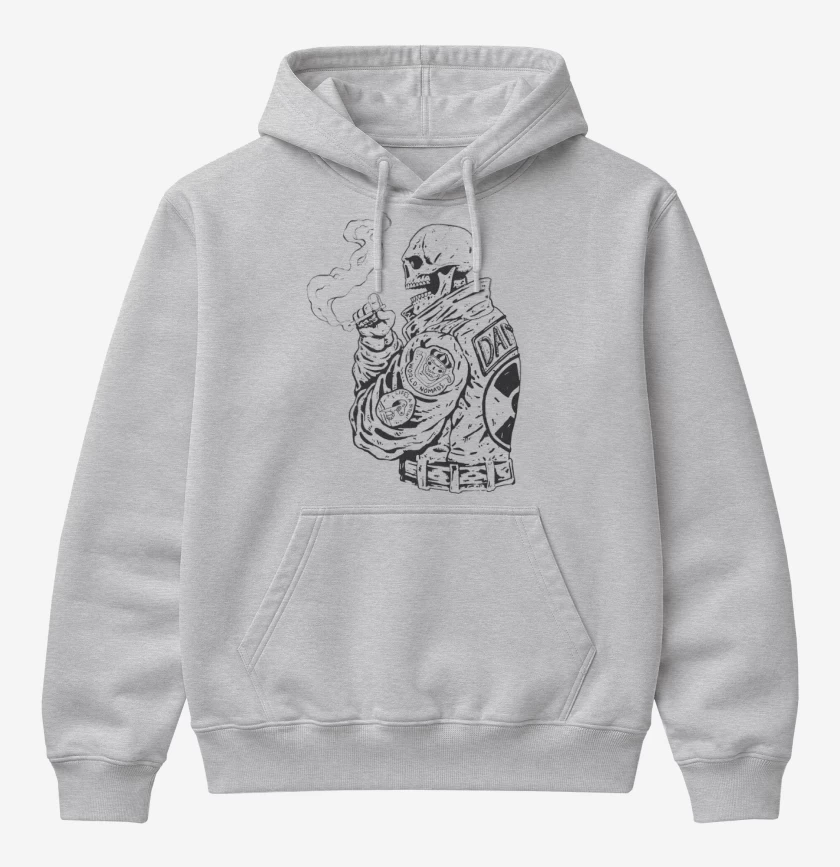 Poleron Canguro básico Gris Melange de Skull biker