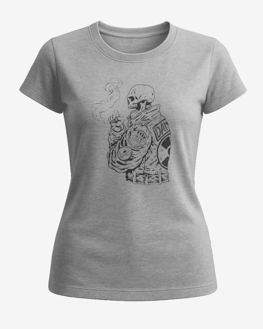 Polera de Mujer Gris Melange de Skull biker