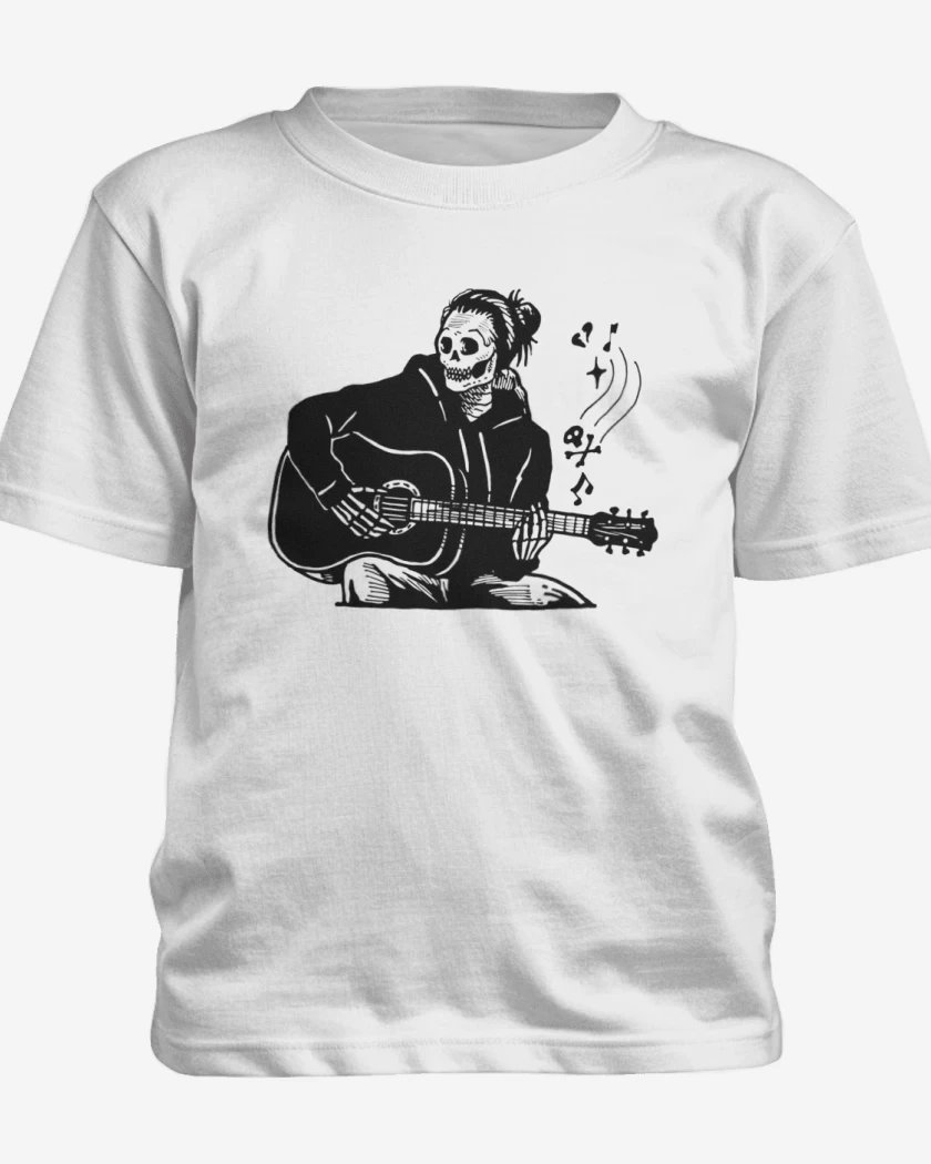 Polera de niño Blanco de Skull guitarra