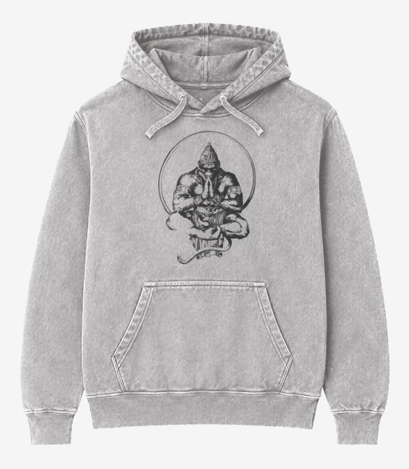 Poleron Canguro Acid Wash Gris Melange de Gorila zen