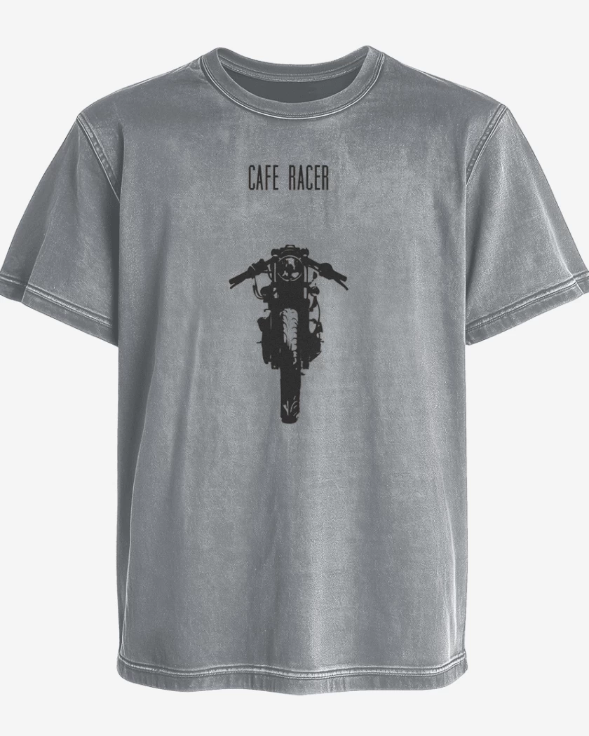Polera desgastada Gris Melange de Cafe racer