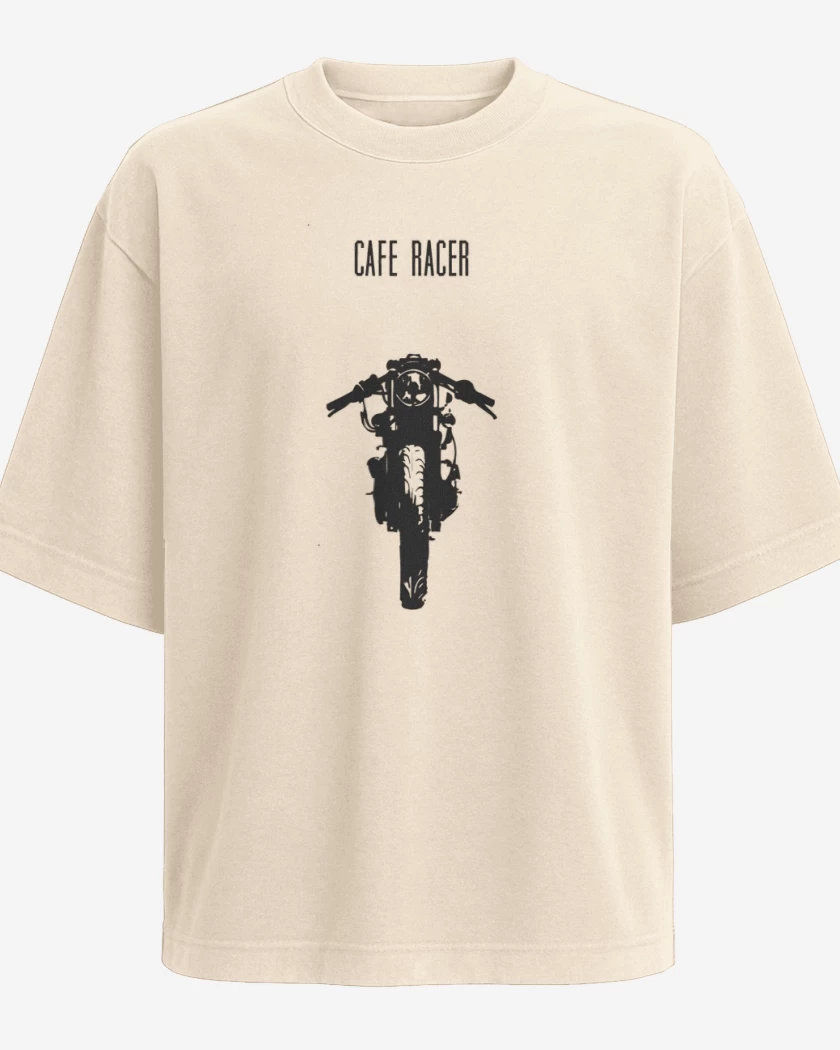 Polera Oversize Beige de Cafe racer
