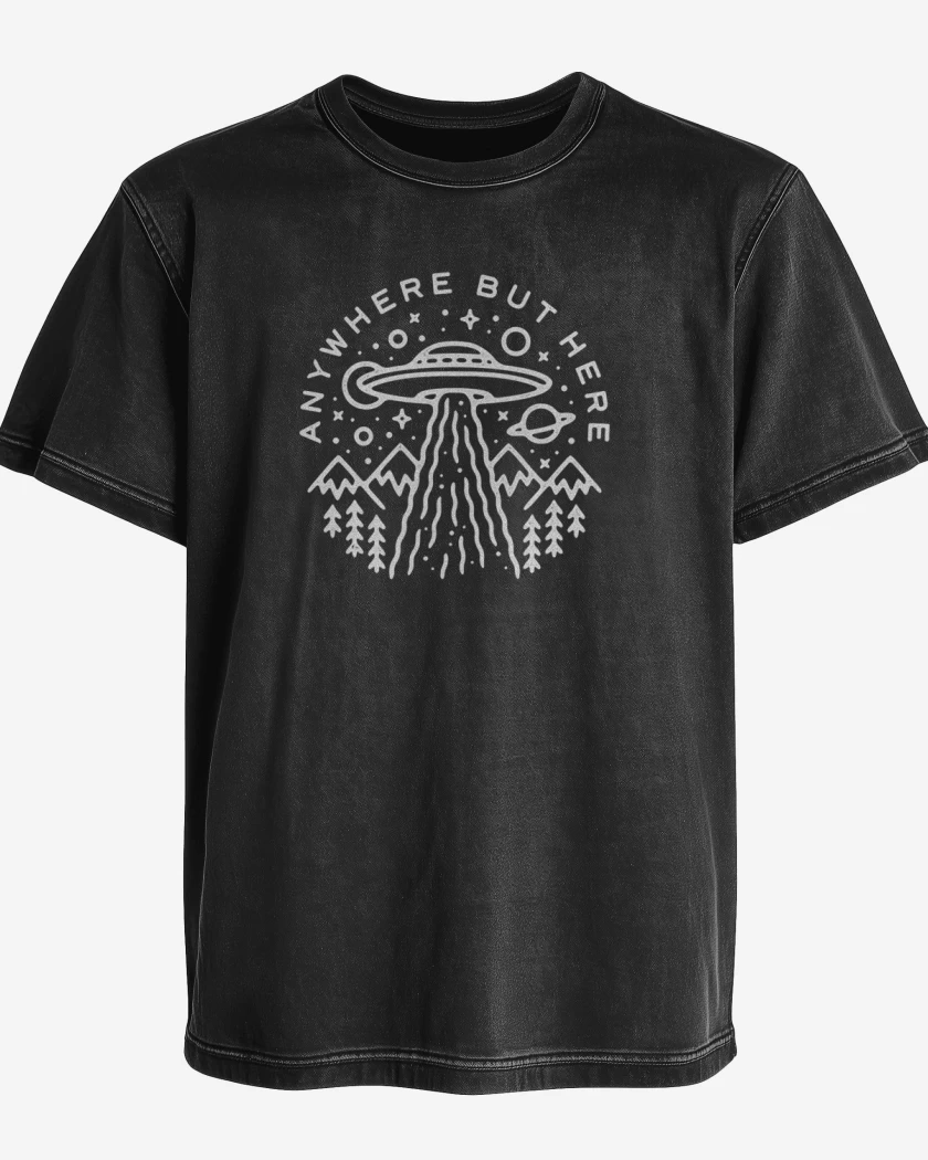 Polera desgastada Negro de Ovni
