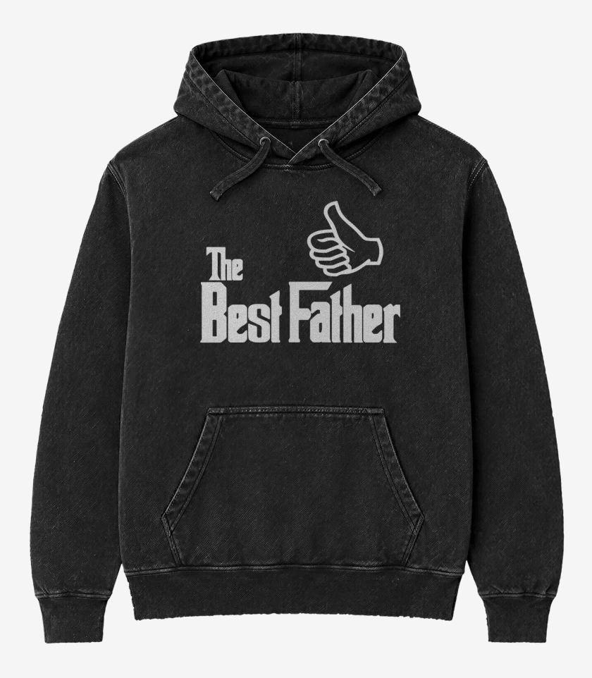 Poleron Canguro Acid Wash Negro de The Best Father