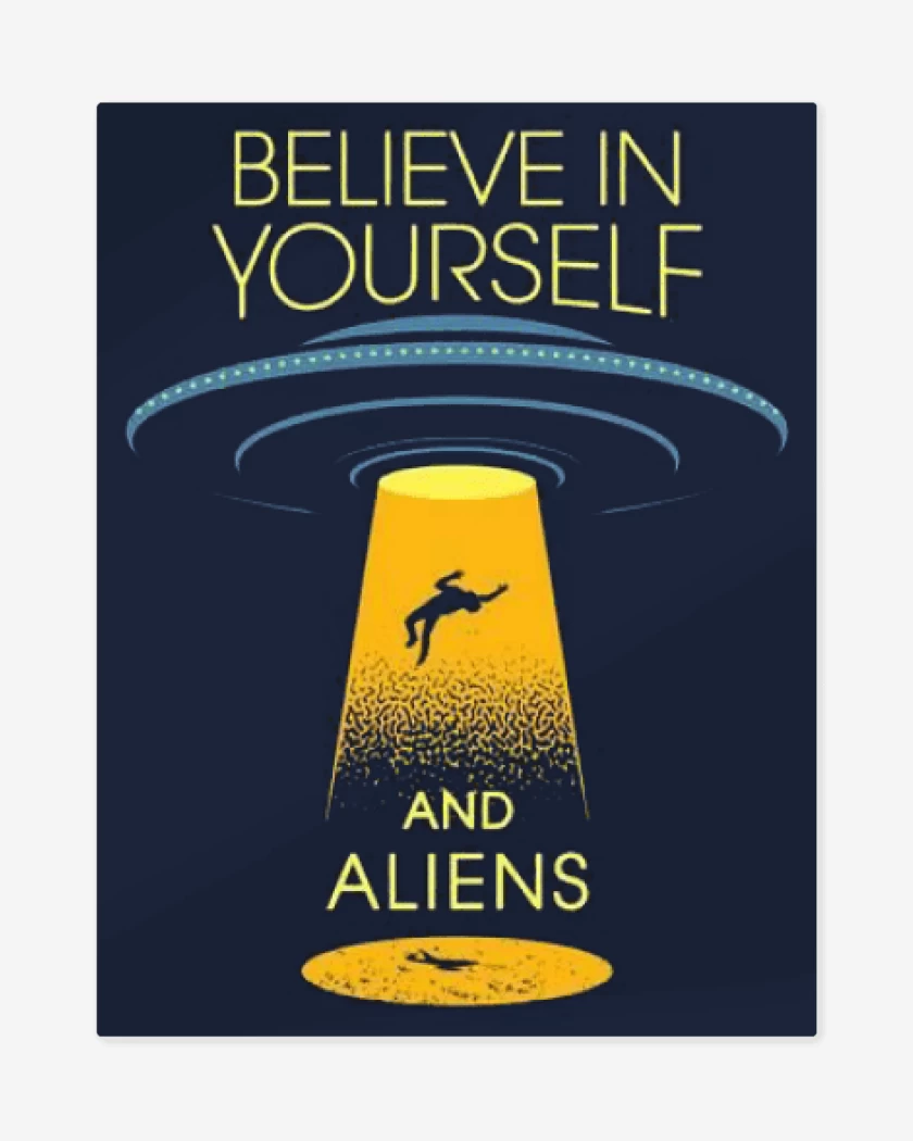 Print metalico Azul Marino de Believe in aliens